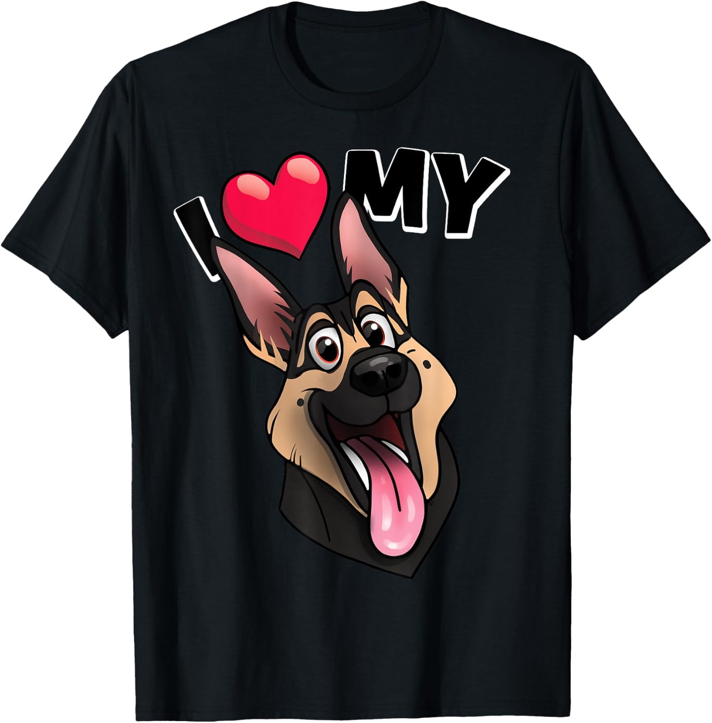 I Love My black and tan German Shepherd dog T-Shirt - T-Shirt | Black