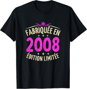 17 Years Woman 2008 Birthday 17 Years Girl Limited Edition , Black, Female X-Small T-Shirt - T-Shirt | Black