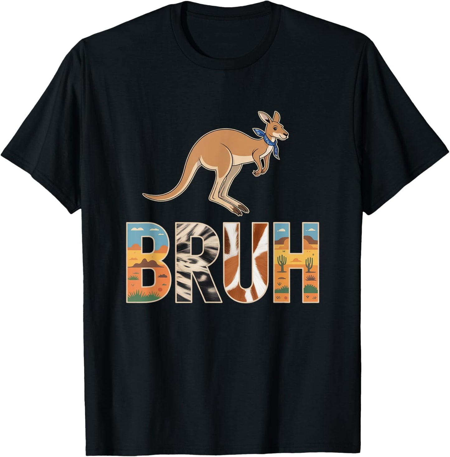 Outback Kangaroo Bruh Wildlife Design T-Shirt - T-Shirt | Black