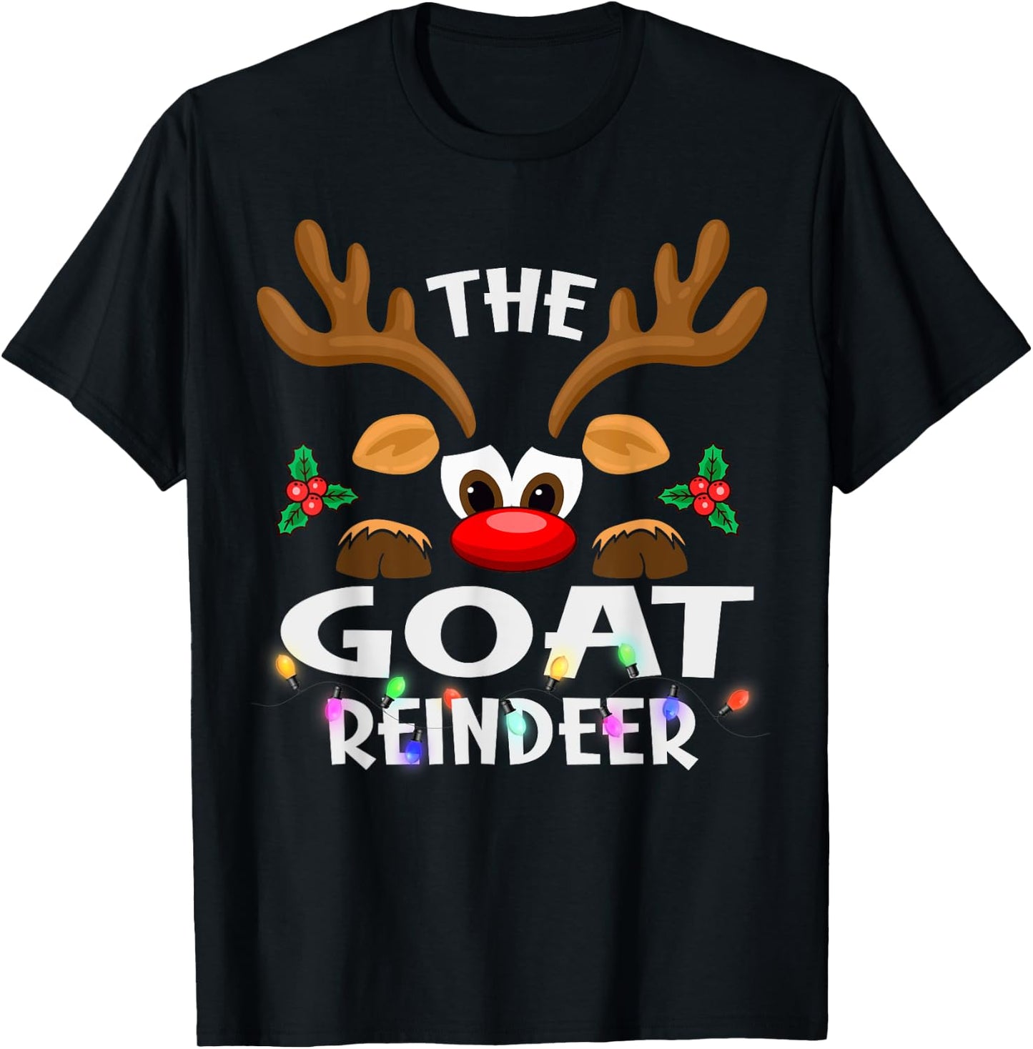 The Goat Reindeer Christmas Men Women T-Shirt - T-Shirt | Black