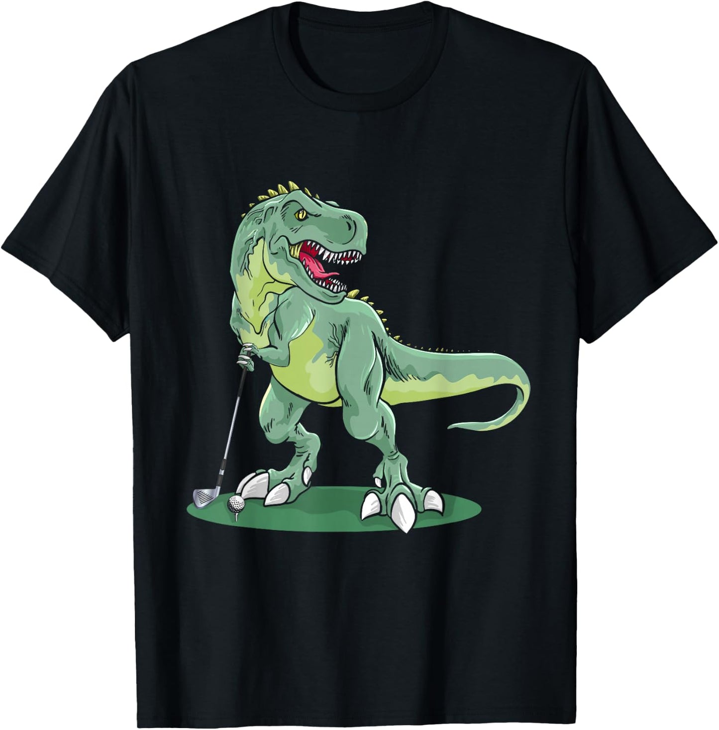 T-Rex Golf Playing, Dinosaur Trex Golfer Golf Playing T-Shirt - T-Shirt | Black