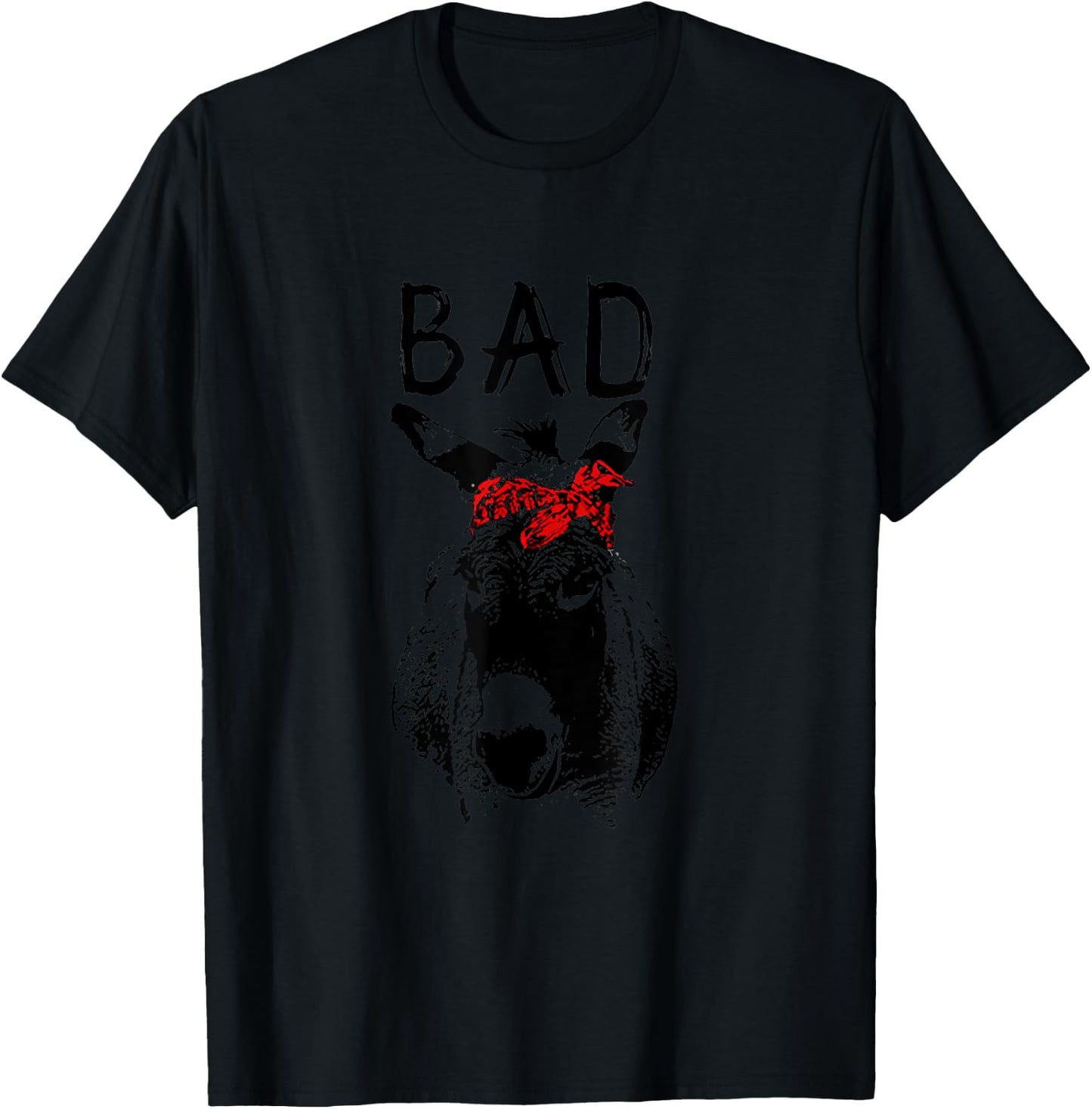 Cute Evil Donkey with Red Bandana Turban Horse T-Shirt - T-Shirt | Black