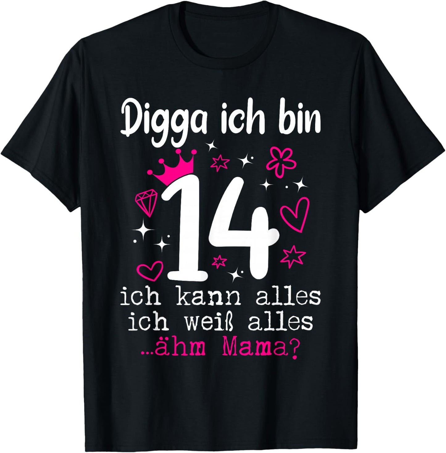 14th Birthday Girl Digga I Am 14 Years Teenager T-Shirt - T-Shirt | Black