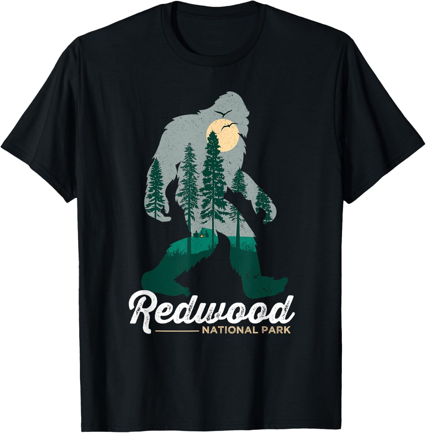 Redwood National Park Shirt Camping Bigfoot National Park T-Shirt - T-Shirt | Black