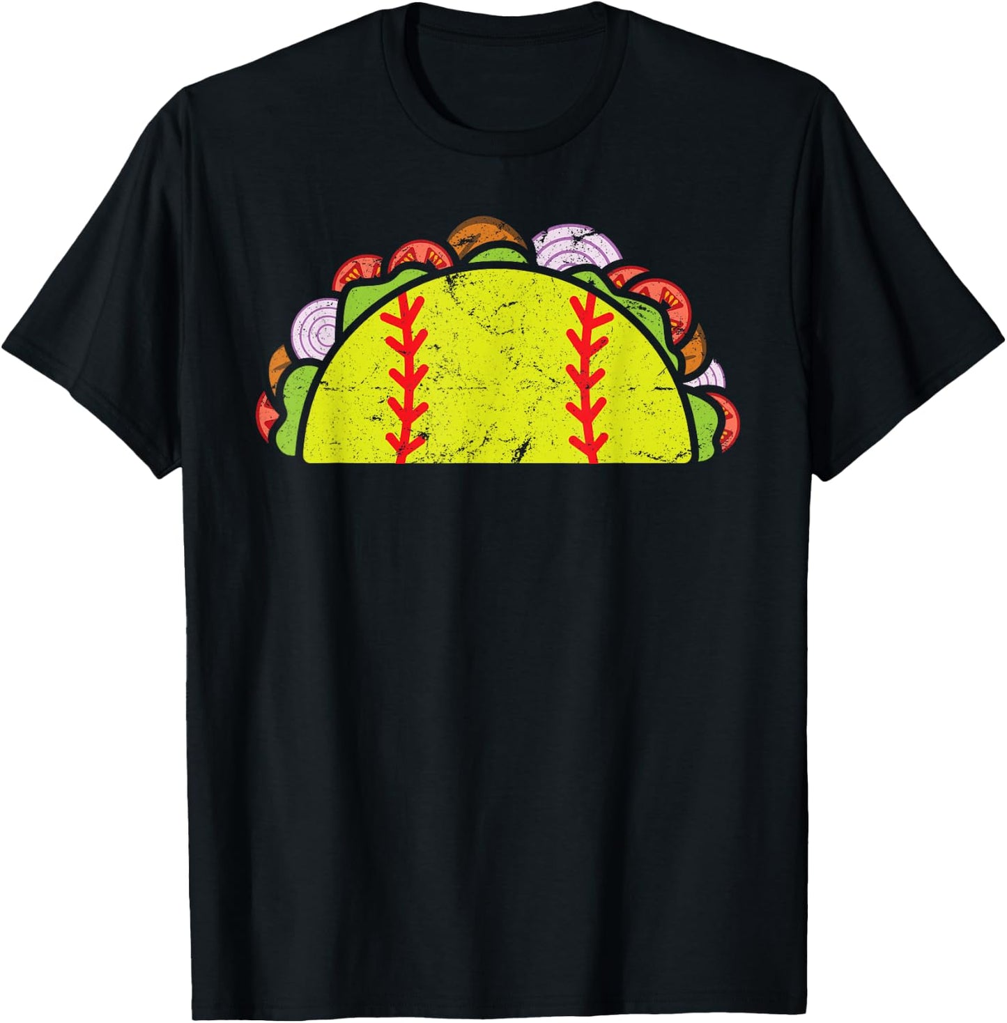 Taco Softball Funny Cinco De Mayo Softball Player Taco Lover T-Shirt - T-Shirt | Black