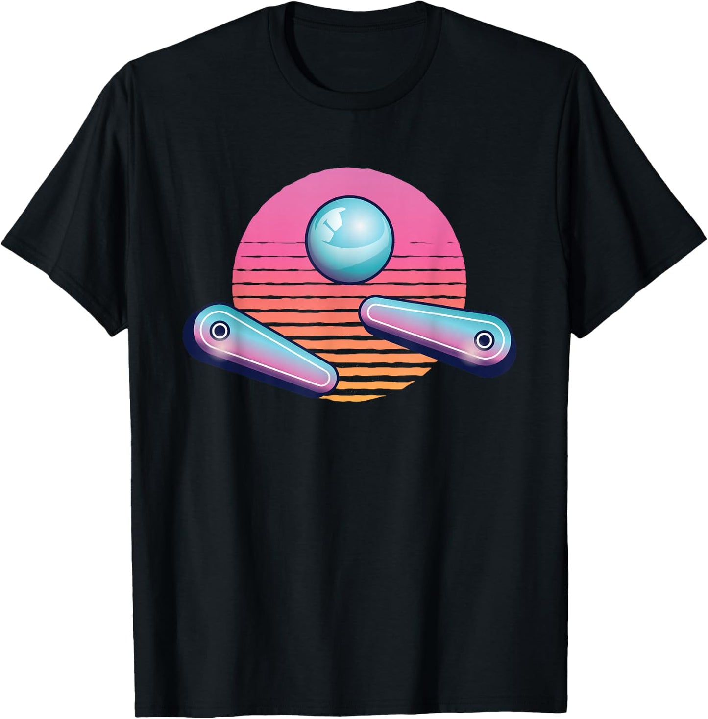 Pinball Arcade Game Machine 80s Retro Gamer Vintage Gaming T-Shirt - T-Shirt | Black