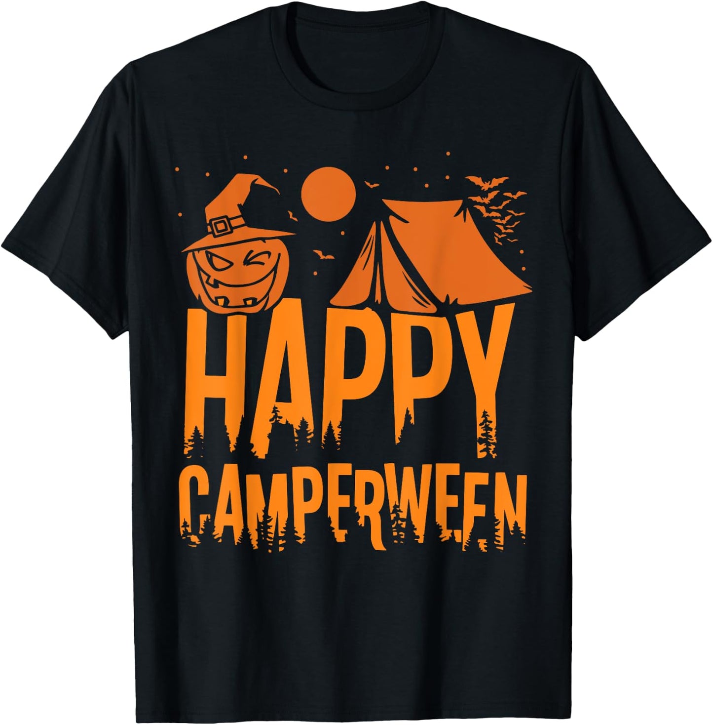 Happy Camperween - Camper Camping Halloween T-Shirt - T-Shirt | Black