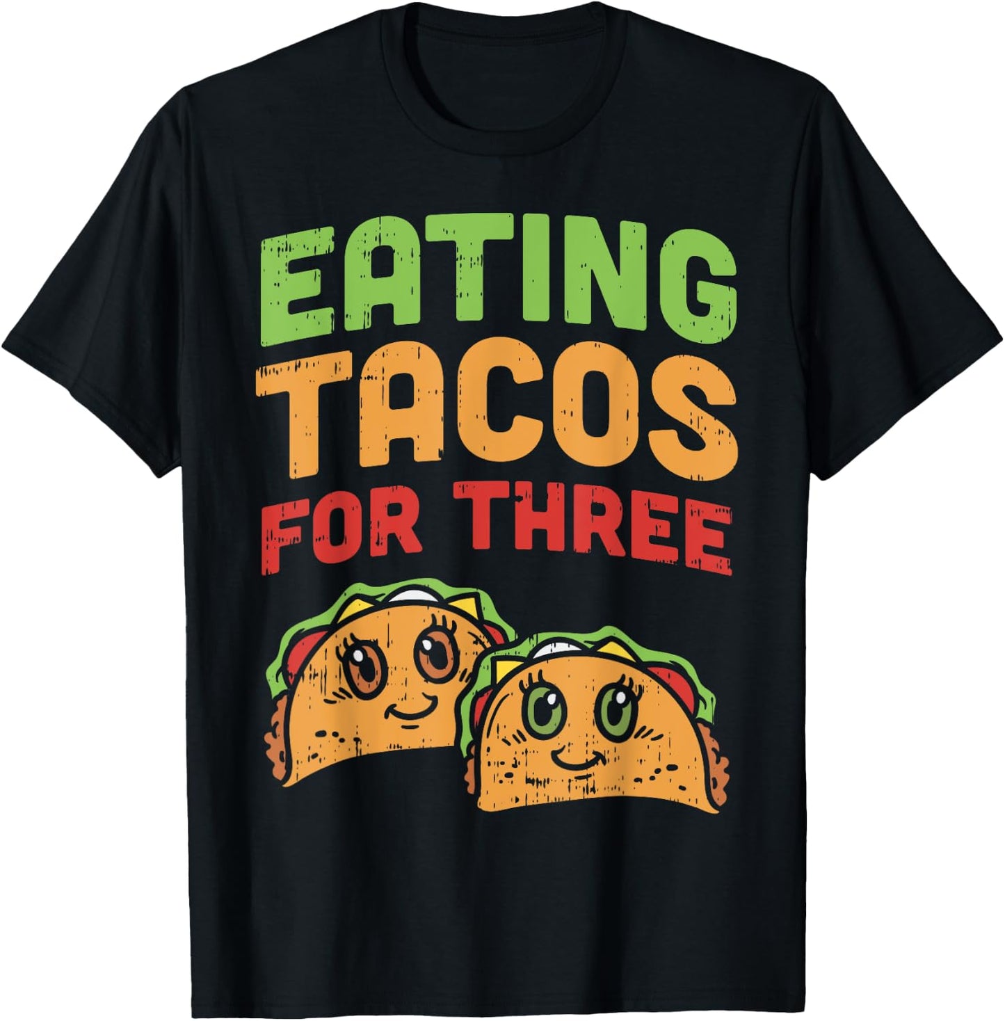 Eating Tacos For Three Pregnancy Twins Cinco De Mayo Baby T-Shirt - T-Shirt | Black
