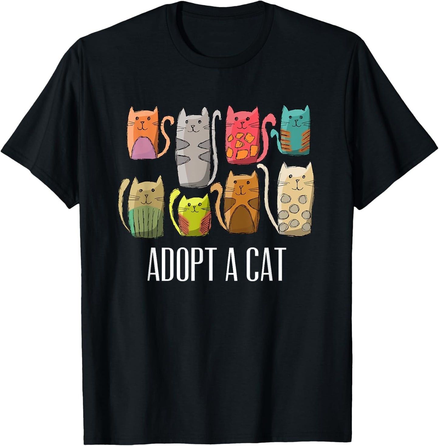 Adopt a Cat Shirt Cat Rescue Cat Adoption T-Shirt - T-Shirt | Black