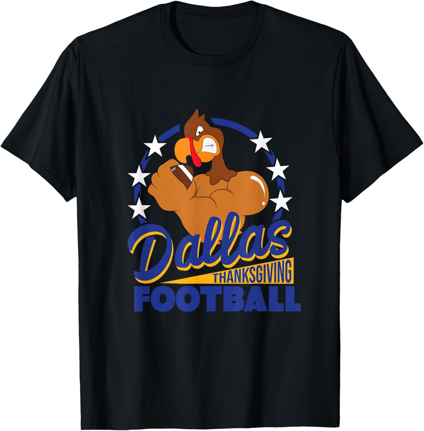 Funny Dallas Thanksgiving Football Thanksgiving Turkey T-Shirt - T-Shirt | Black