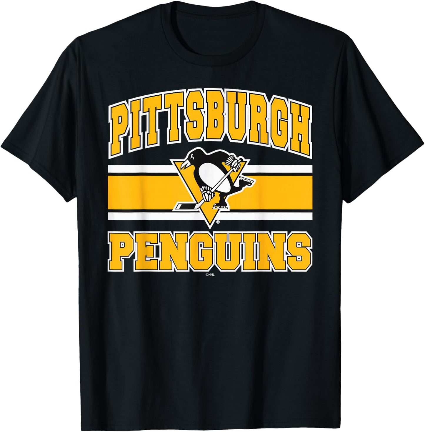 Pittsburgh Penguins Stripe Dark Heather Officially Licensed T-Shirt - T-Shirt | Black