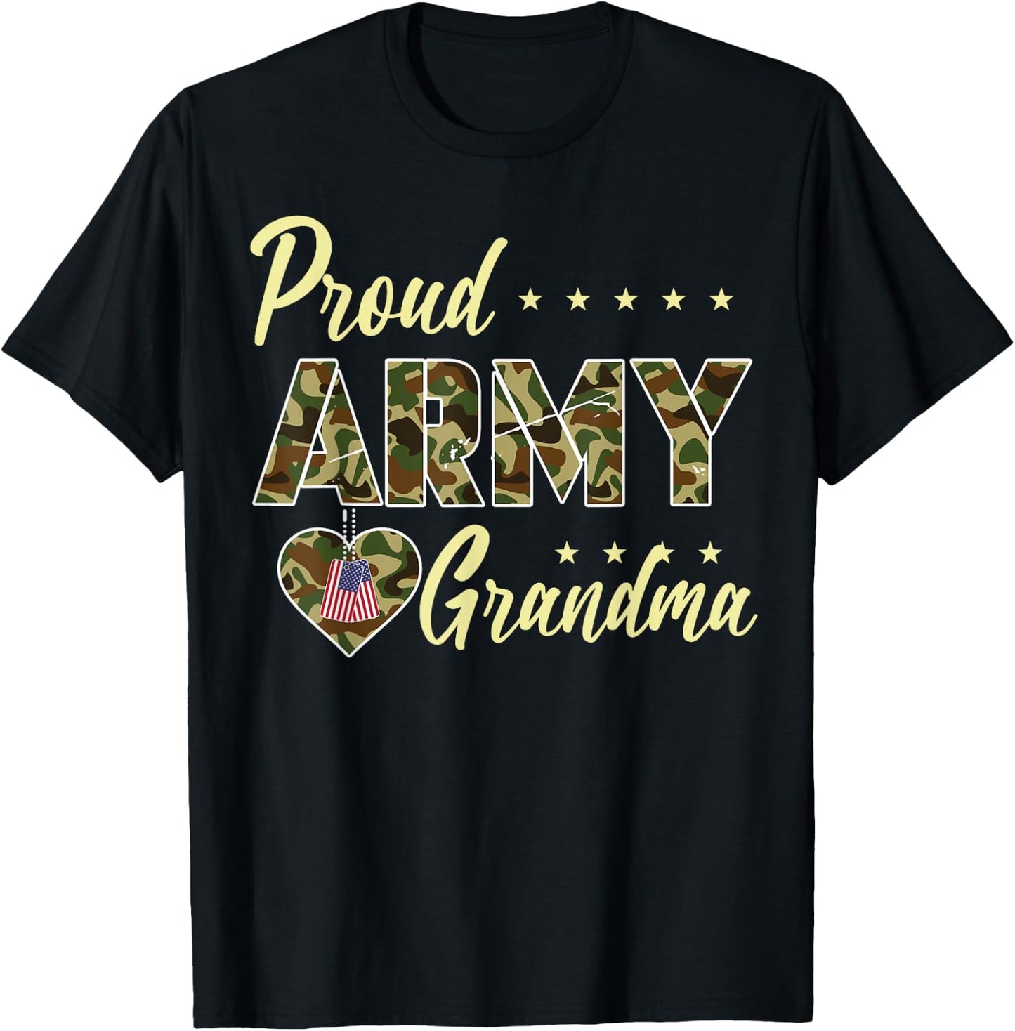 Proud Army Grandma Camouflage Soldier Family Love Military T-Shirt - T-Shirt | Black