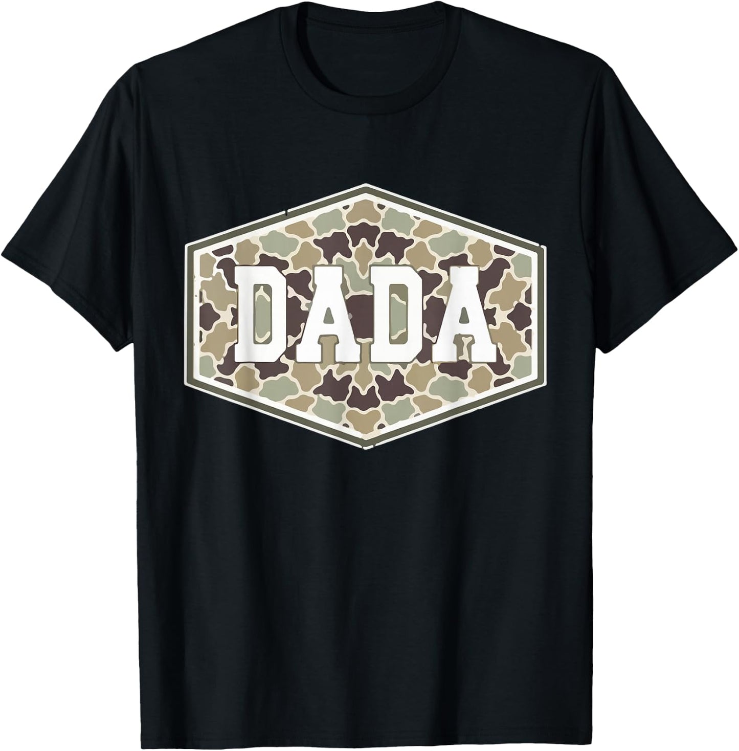 Vintage Camouflage Dada Fatherhood Camo Family Fathers Day T-Shirt - T-Shirt | Black