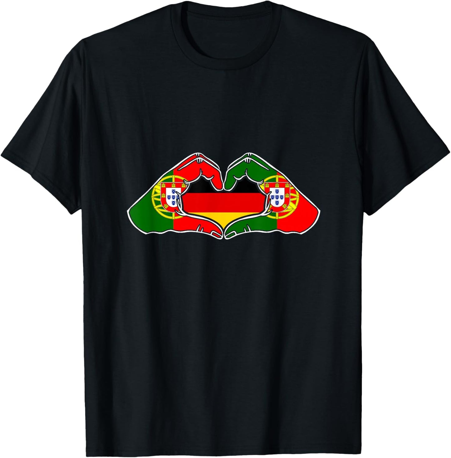 Portugal und Deutschland. Herz Hand Freundschaft! T-Shirt - T-Shirt | Black