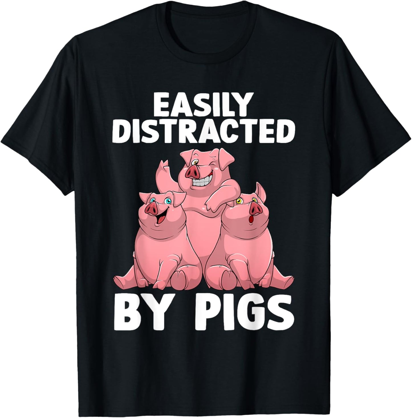 Funny Pig Design Women Kids Farm Animal Pig Lovers T-Shirt - T-Shirt | Black