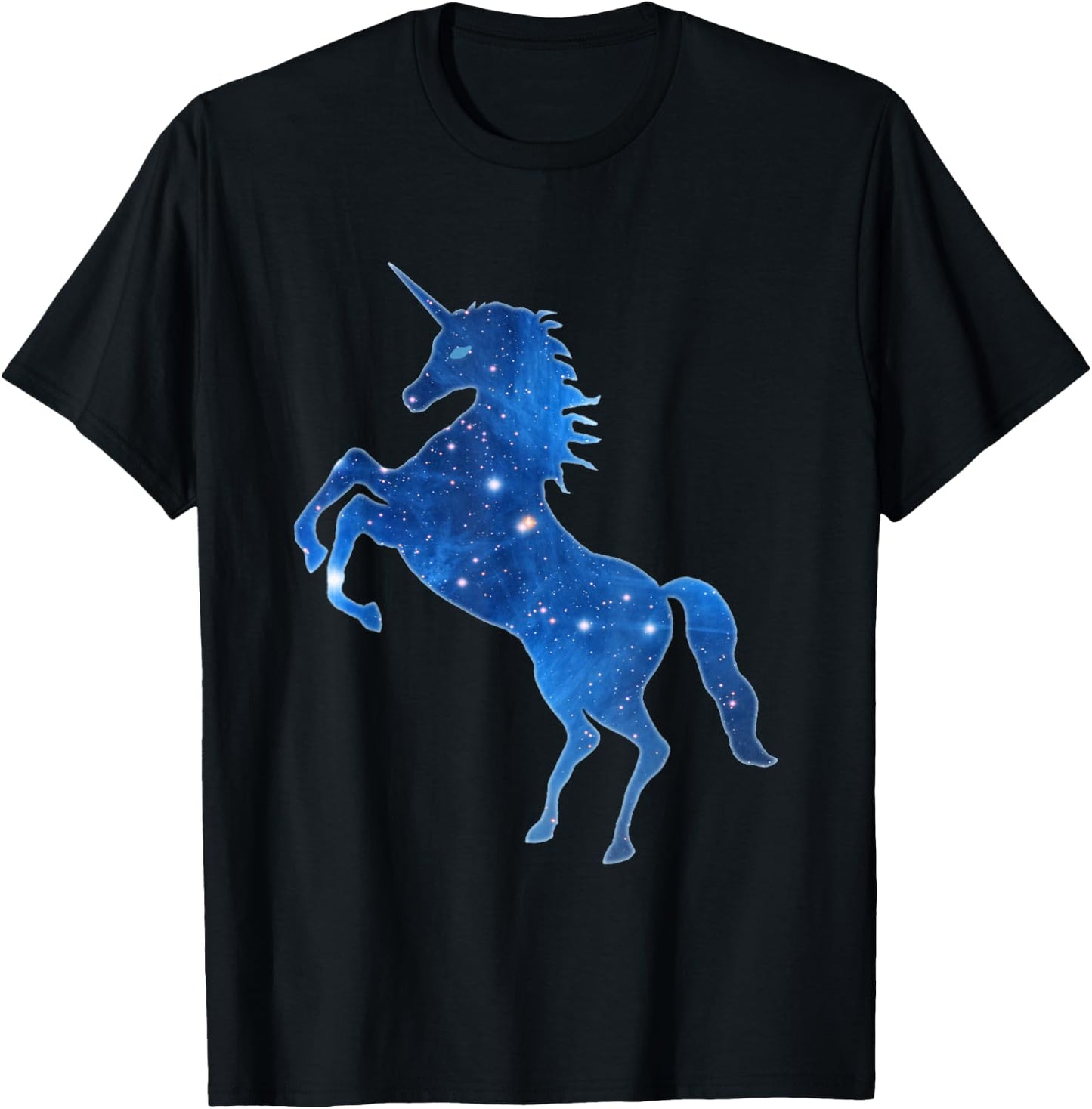 Mythical Beasts Einhorn in Dunkelblauem Plejaden Sternbild , Damen, -Kinder & -Erwachsene, Kurzarm, Klein, Blue, EU S, Klassisch, Polyester T-Shirt - T-Shirt | Black