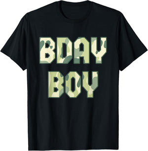 Camouflage Theme Bday Boy Military Little Officer Birthday T-Shirt - T-Shirt | Black