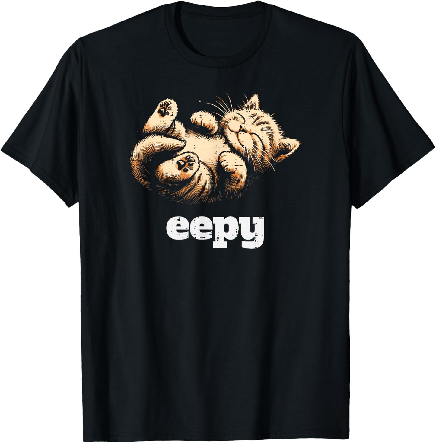 Eepy Sleeping Kitten Cat Funny Saying Women Girls Kids Men T-Shirt - T-Shirt | Black