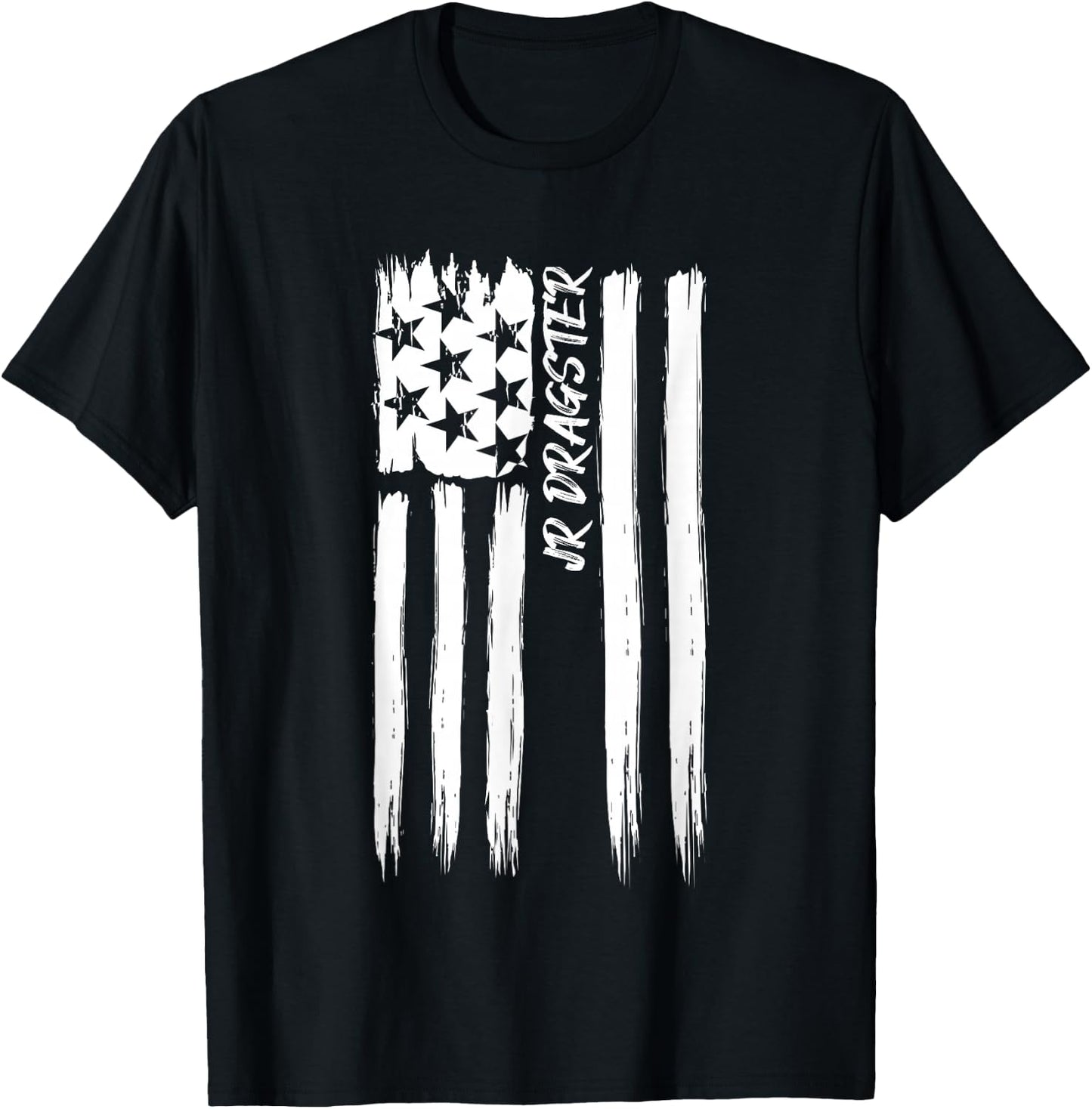Jr Dragster Flag Racing Patriotic USA American Car Race Fan T-Shirt - T-Shirt | Black
