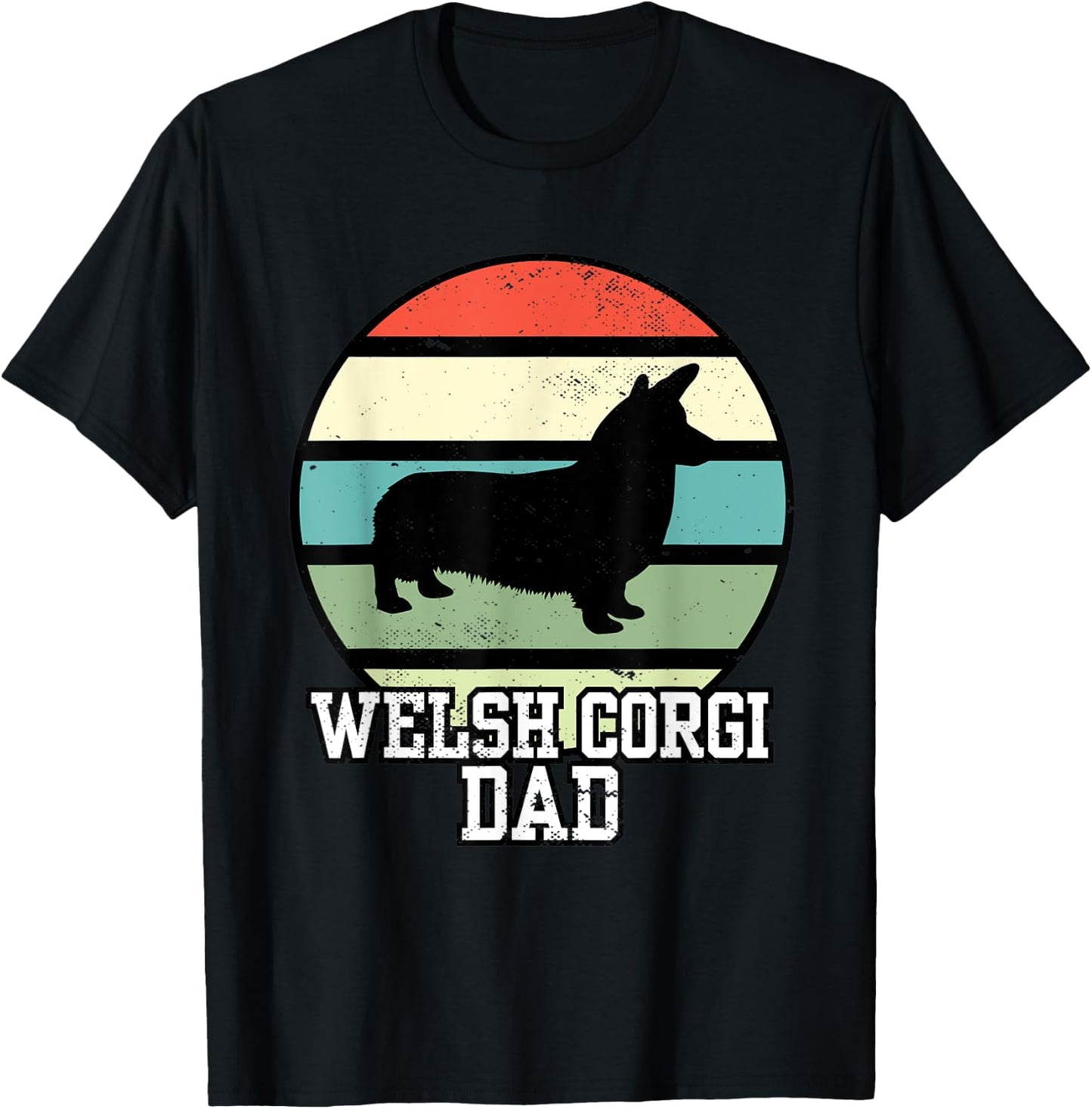 Welsh Corgi Dad I Retro Corgi Dad T-Shirt - T-Shirt | Black