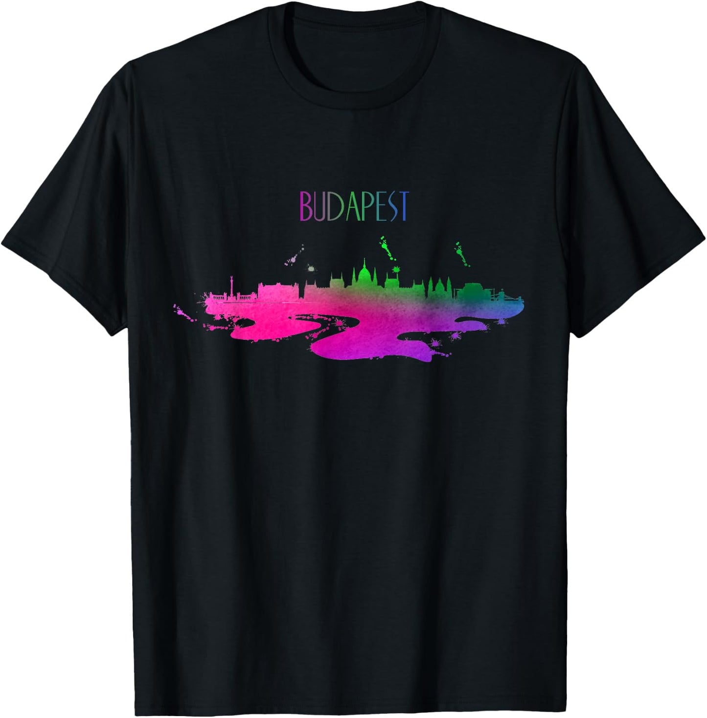 Budapest Skyline Watercolor Souvenir Hungary T-Shirt - T-Shirt | Black