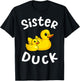 Sister Duck Birthday Rubber Duck Kids Family Matching T-Shirt - T-Shirt | Black
