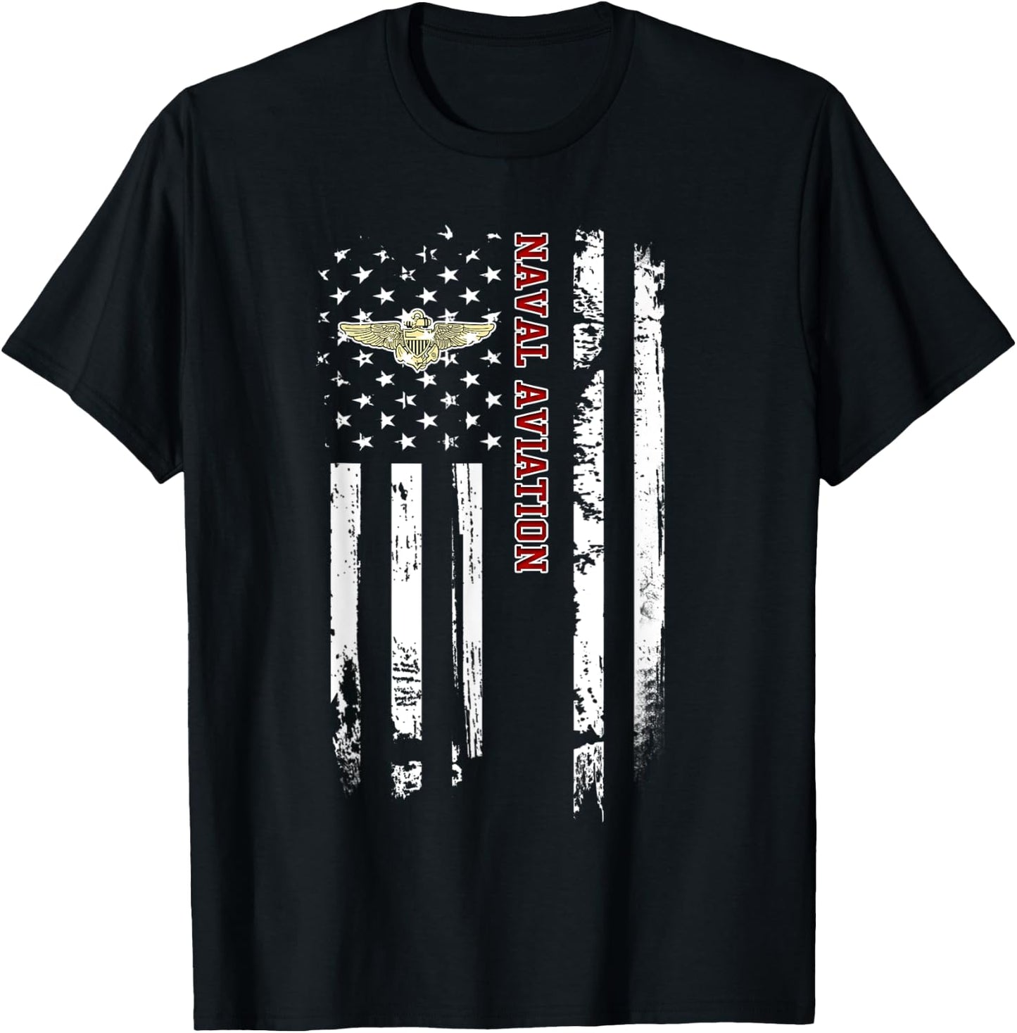 Naval Aviation Veteran American Flag Veterans Day Christmas Men T-Shirt - T-Shirt | Black