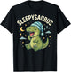 Sleepysaurus Sleeping Dinosaur Night Cute Dino T-Shirt - T-Shirt | Black