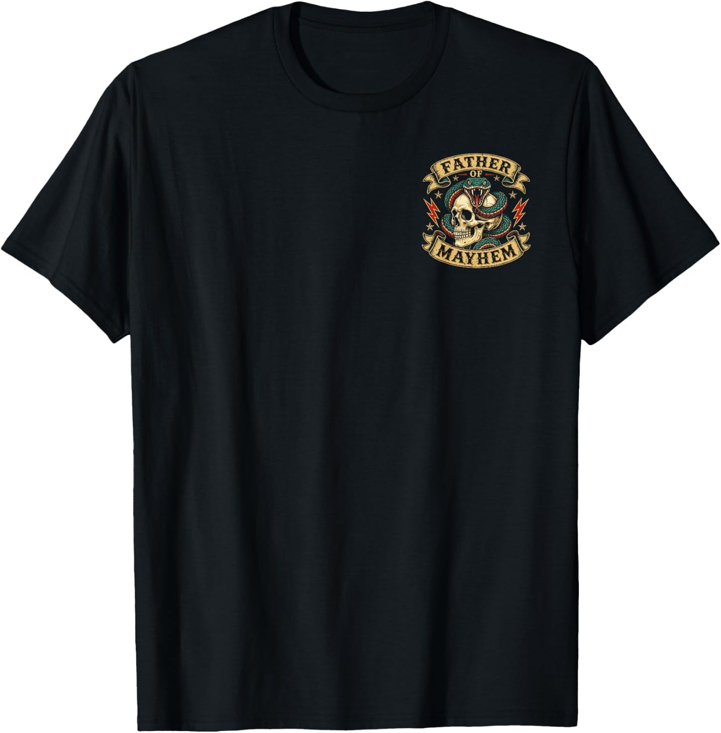 Father of Mayhem Men Dad Funny Father's Day Family 2 Side T-Shirt - T-Shirt | Black