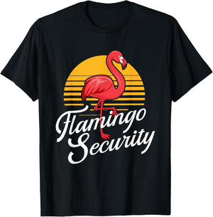 Flamingo Security - Flamingo Lover Birthday Security T-Shirt - T-Shirt | Black