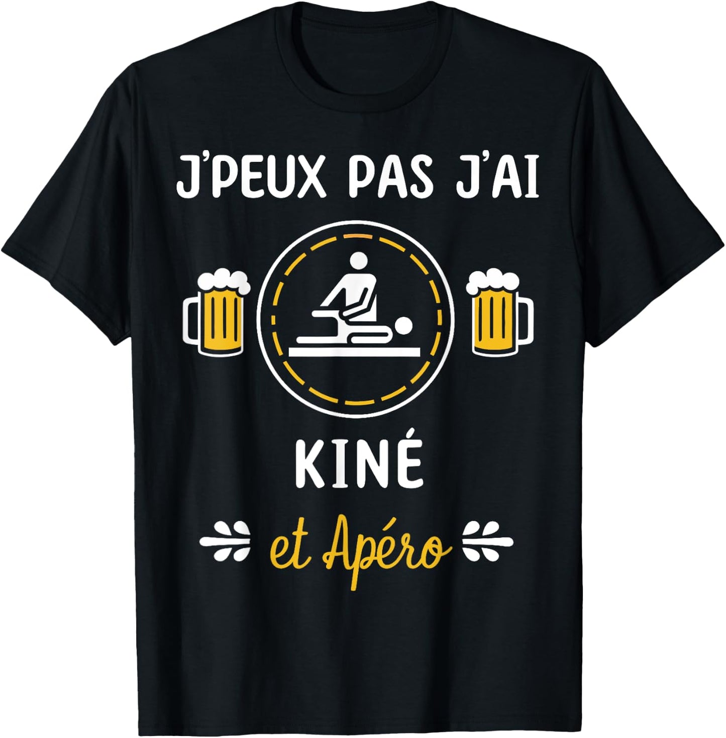 Je peux pas j'ai Kiné , Black, S T-Shirt - T-Shirt | Black