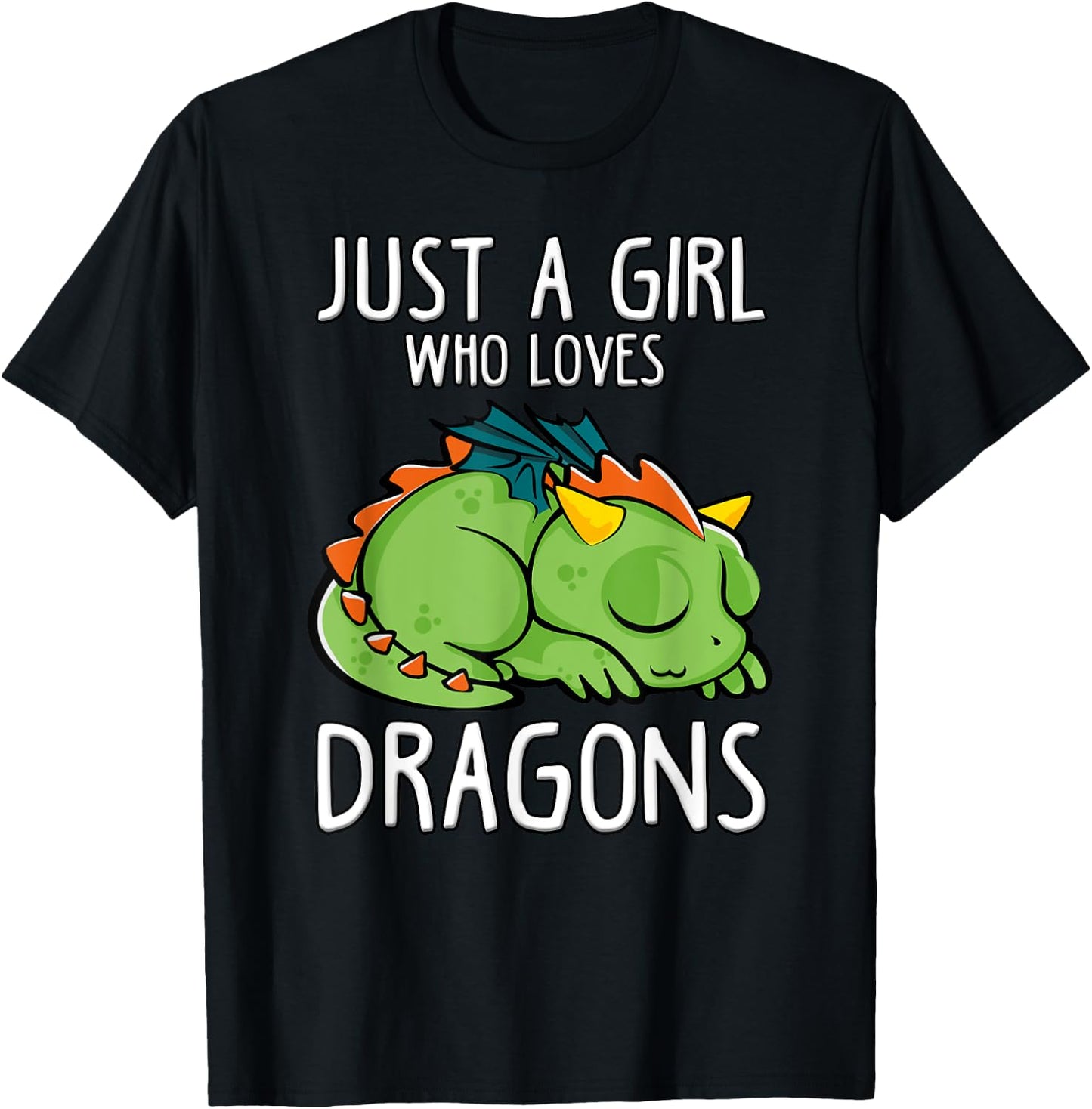Just a Girl who loves Dragons T Shirt Gift Girls Women T-Shirt - T-Shirt | Black