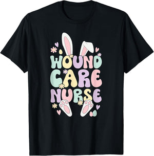 Wound Care Nurse Easter Bunny Wound Care Nursing Easter Day T-Shirt - T-Shirt | Black