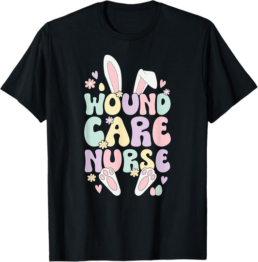 Wound Care Nurse Easter Bunny Wound Care Nursing Easter Day T-Shirt - T-Shirt | Black