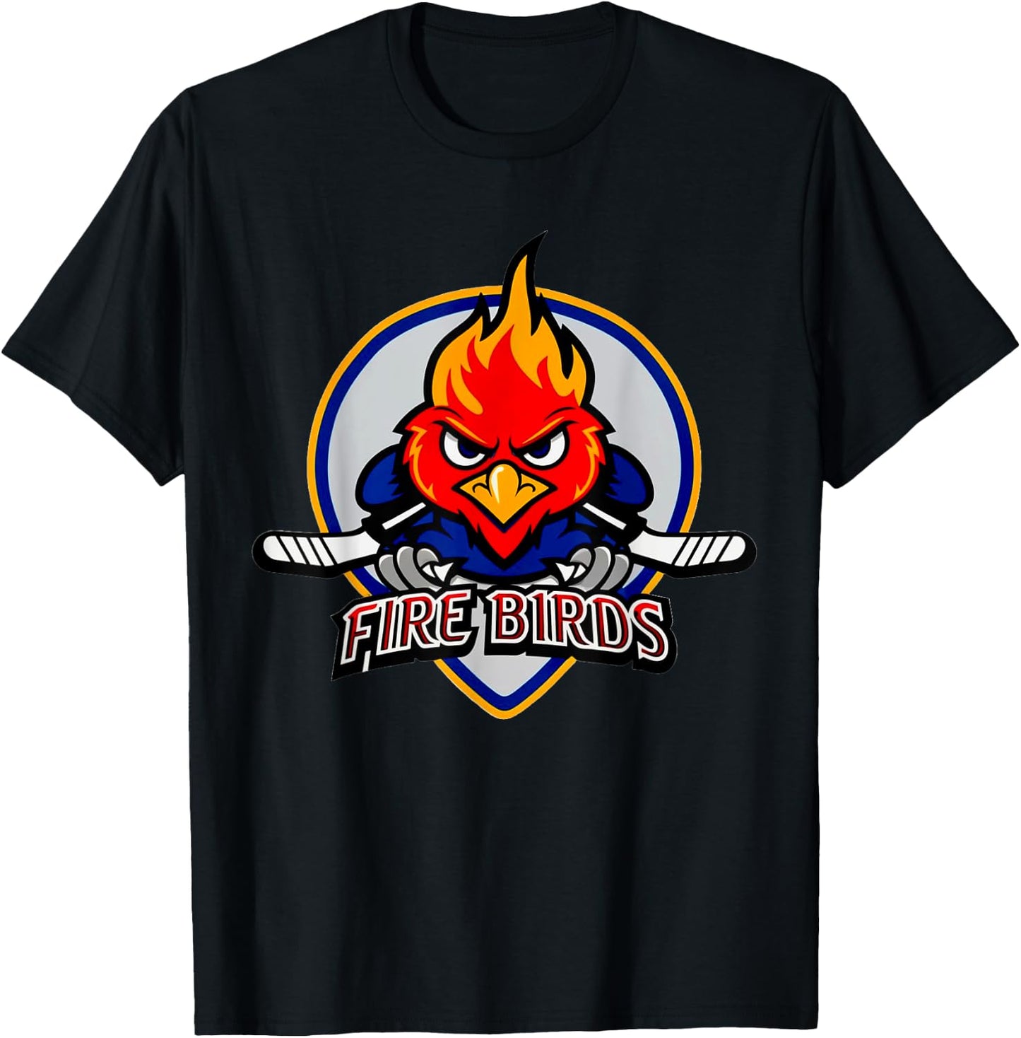 Conceptual Firebirds Ice Hockey Logo Motif American Sports T-Shirt - T-Shirt | Black