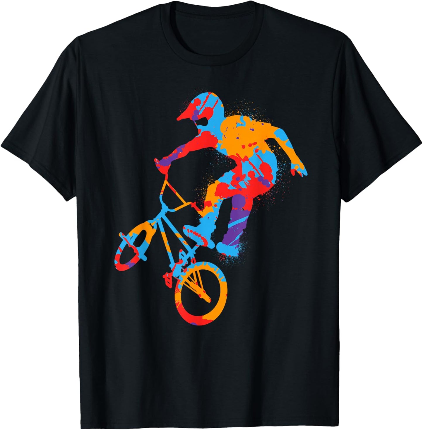 BMX Colourful Stunts Bike Tricks Boys Bicycle BMX Children's , black T-Shirt - T-Shirt | Black