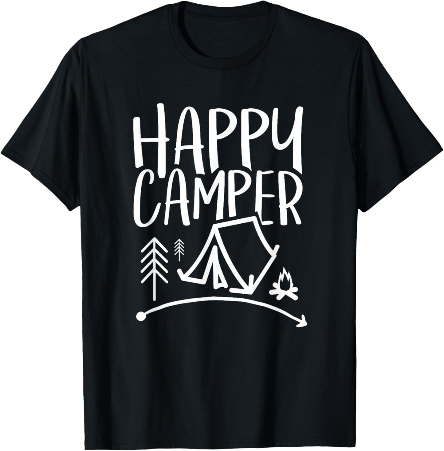 Happy Camper - Camping , Women, and Kids T-Shirt - T-Shirt | Black