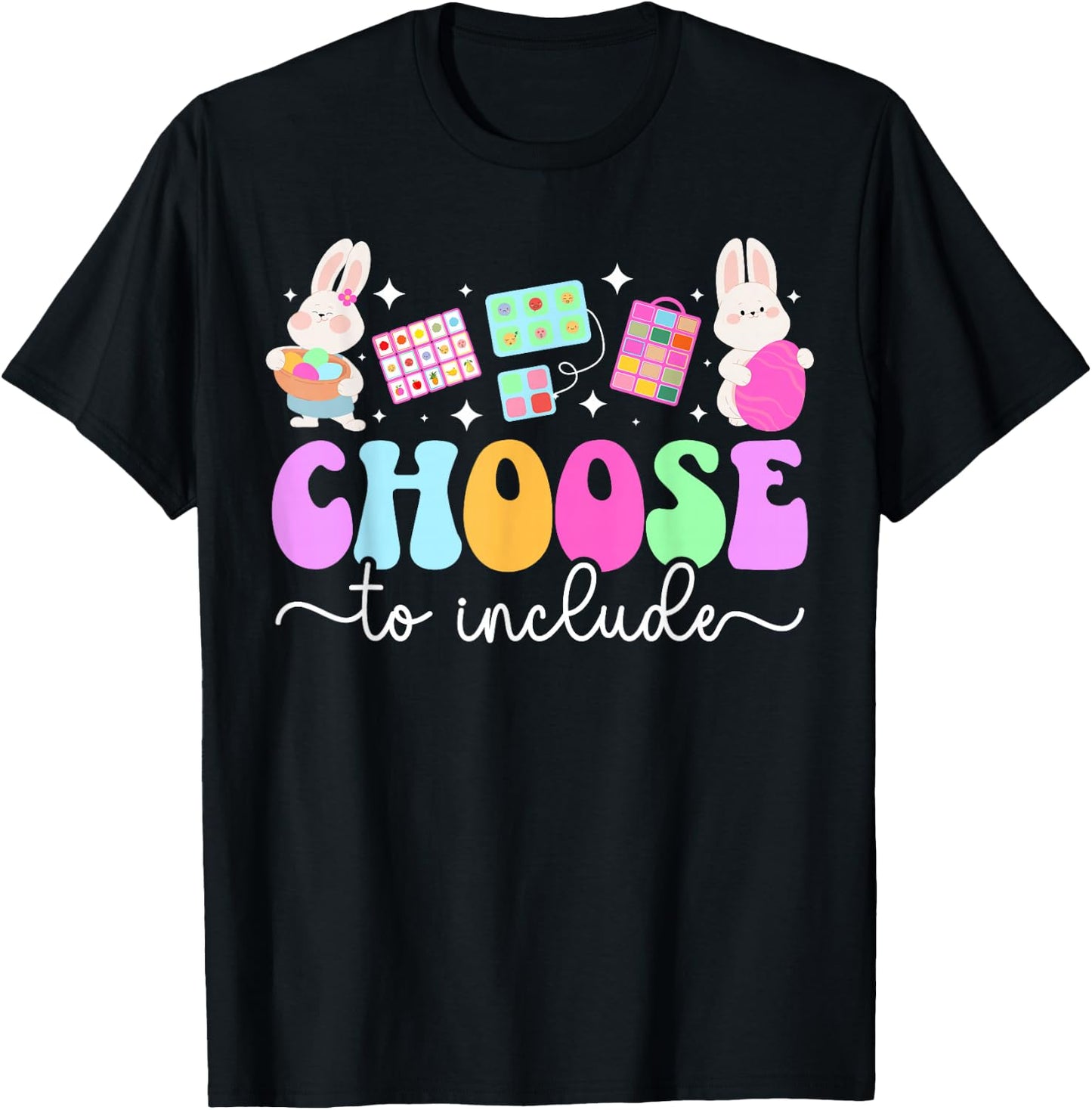 Groovy SPED Teacher Easter Bunny Special Education Teacher T-Shirt - T-Shirt | Black