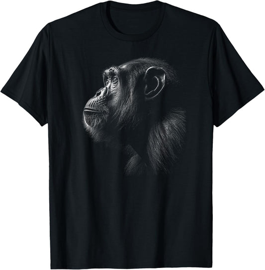Cute Chimpanzee Monkey Primate Portrait Chimp T-Shirt - T-Shirt | Black
