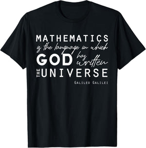 Positive Christian Quotes Galileo Maths God Universe Gifts T-Shirt - T-Shirt | Black