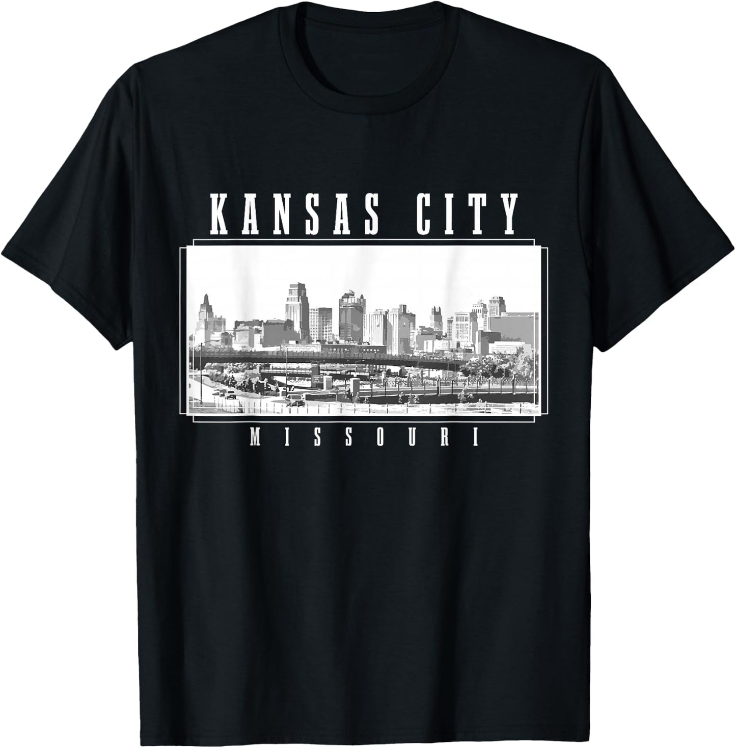 Kansas City Missouri Vintage Souvenir Skyline USA T-Shirt - T-Shirt | Black