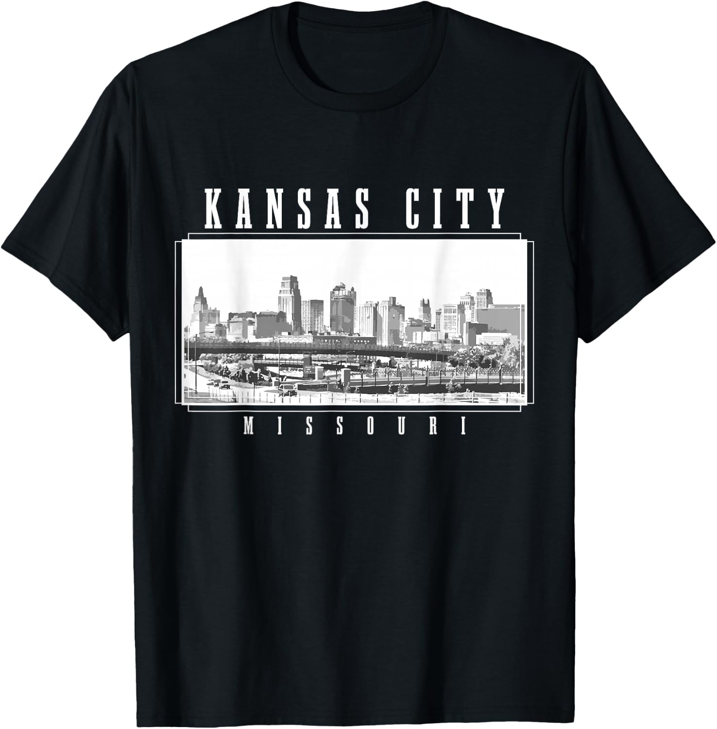 Kansas City Missouri Vintage Souvenir Skyline USA T-Shirt - T-Shirt | Black