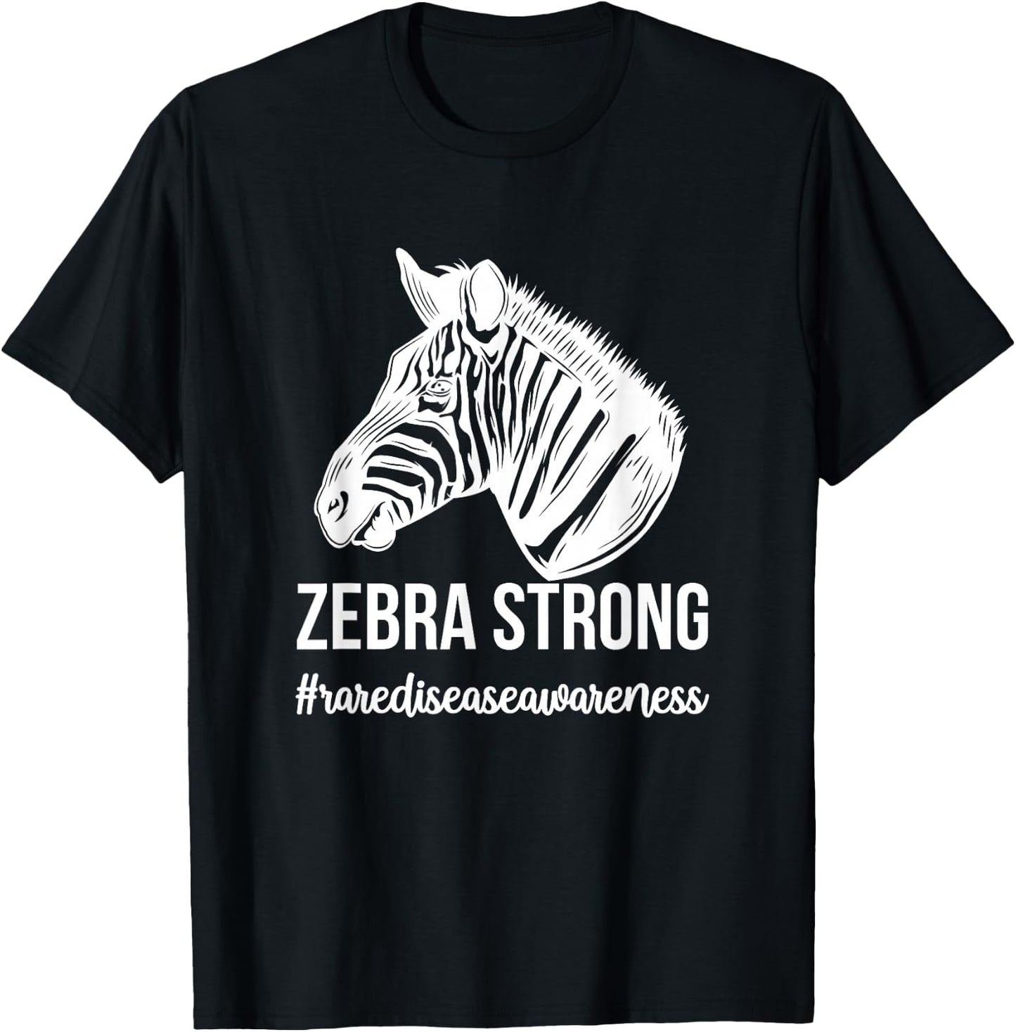 Zebra Strong Rare Disease Warrior Rare Disease Awareness T-Shirt - T-Shirt | Black