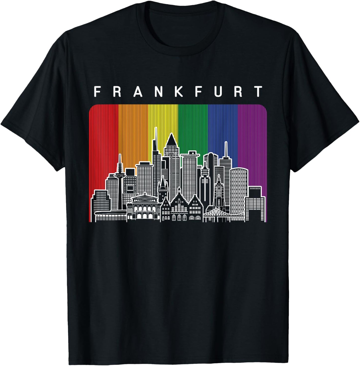 Frankfurt Deutschland Gay Pride Regenbogen Flagge T-Shirt - T-Shirt | Black