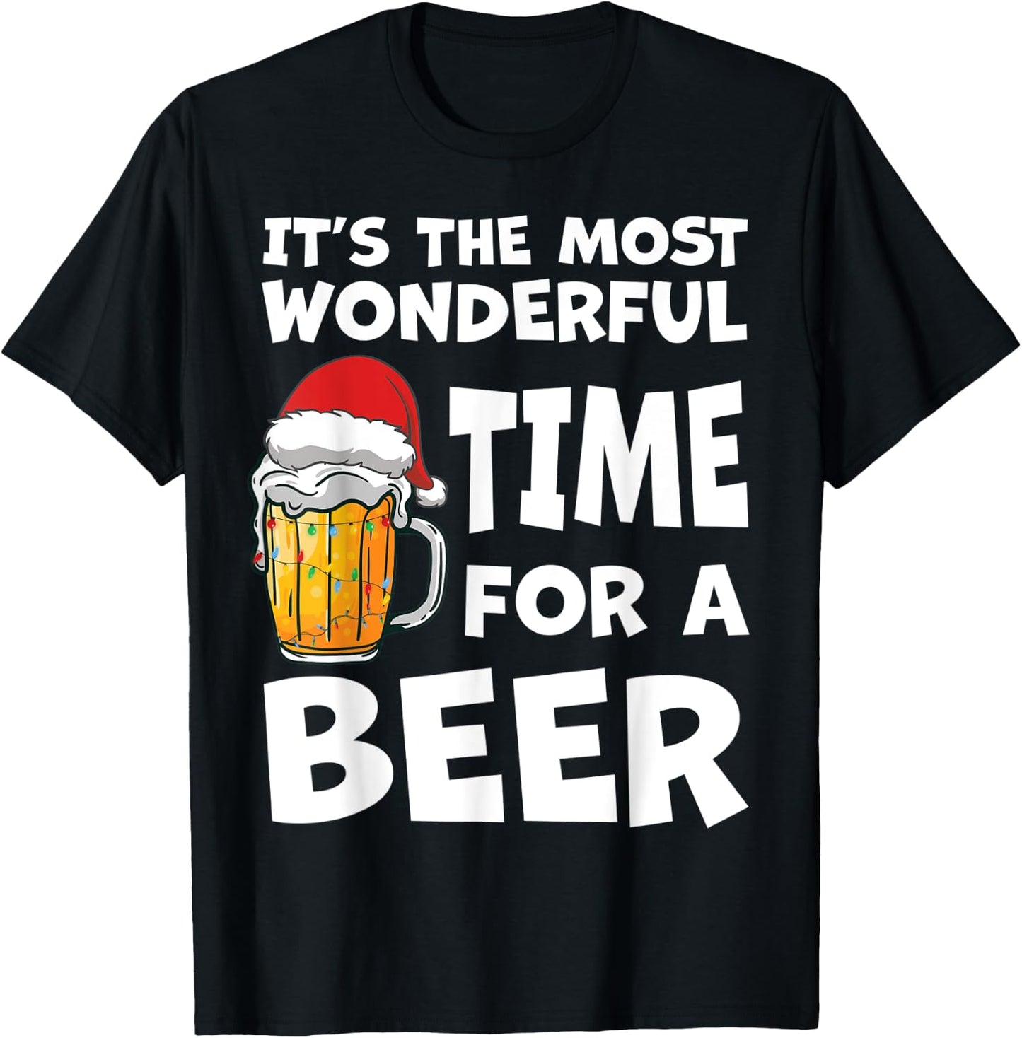 Most Wonderful Time For a Beer Christmas Fun Pajama PJS Men T-Shirt - T-Shirt | Black