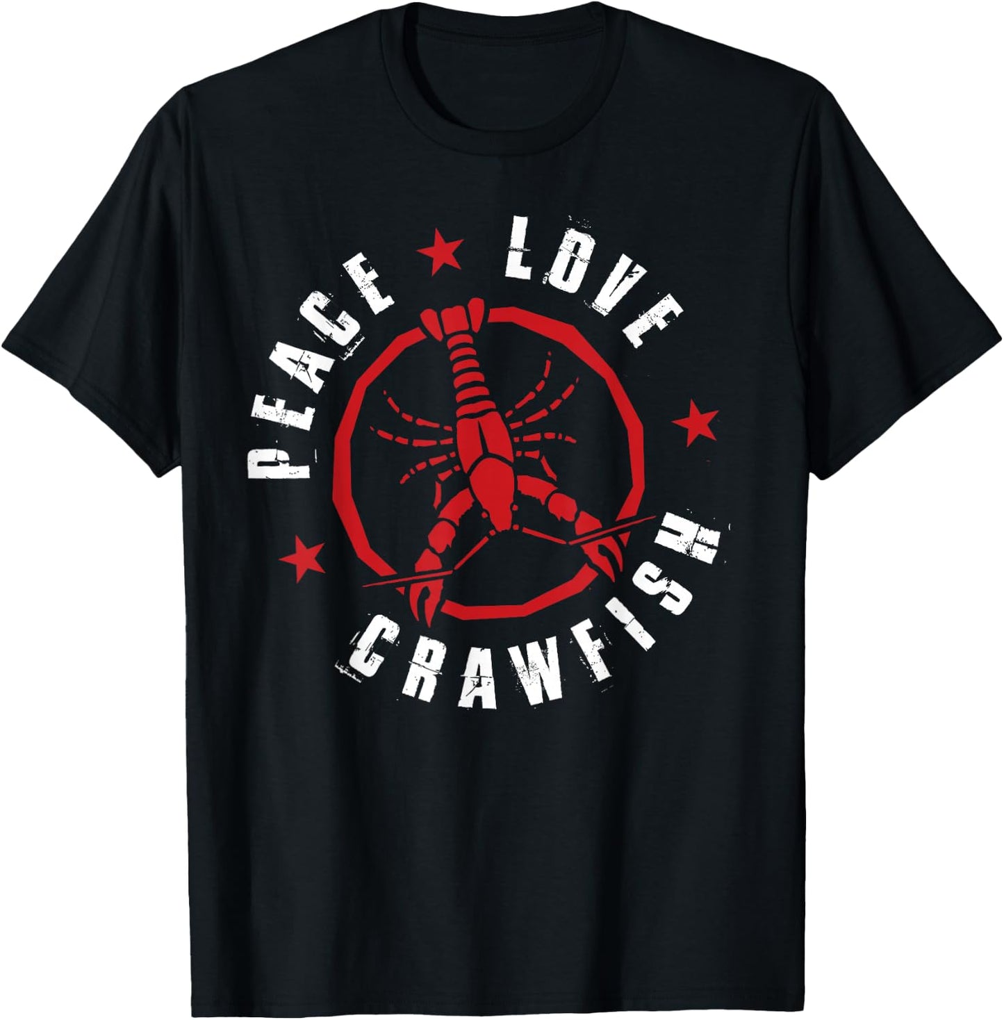 Funny Crawfish Boil Peace Love Crayfish Cajun Men T-Shirt - T-Shirt | Black
