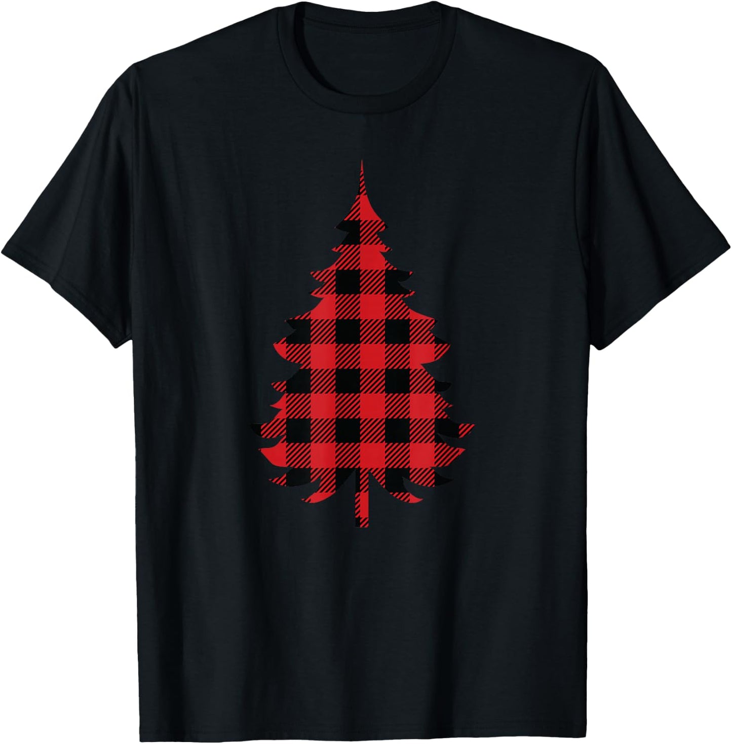 Red Buffalo Plaid Christmas Tree Matching Christmas T-Shirt - T-Shirt | Black