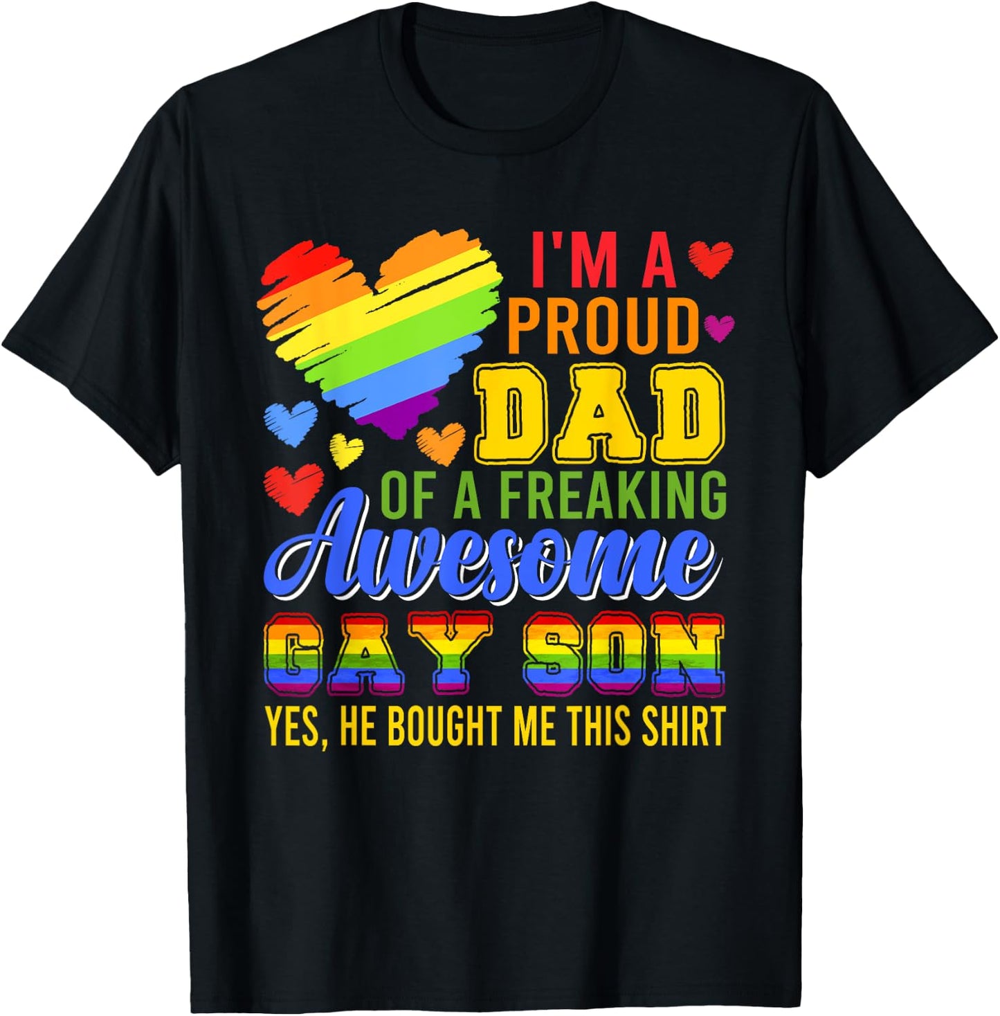 Proud Dad Of Awesome Gay Son Costume Family Proud LGBT T-Shirt - T-Shirt | Black