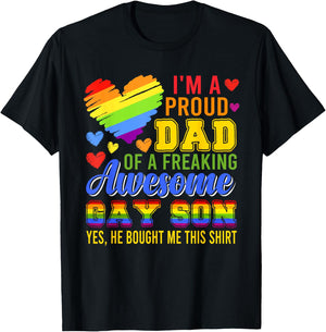 Proud Dad Of Awesome Gay Son Costume Family Proud LGBT T-Shirt - T-Shirt | Black