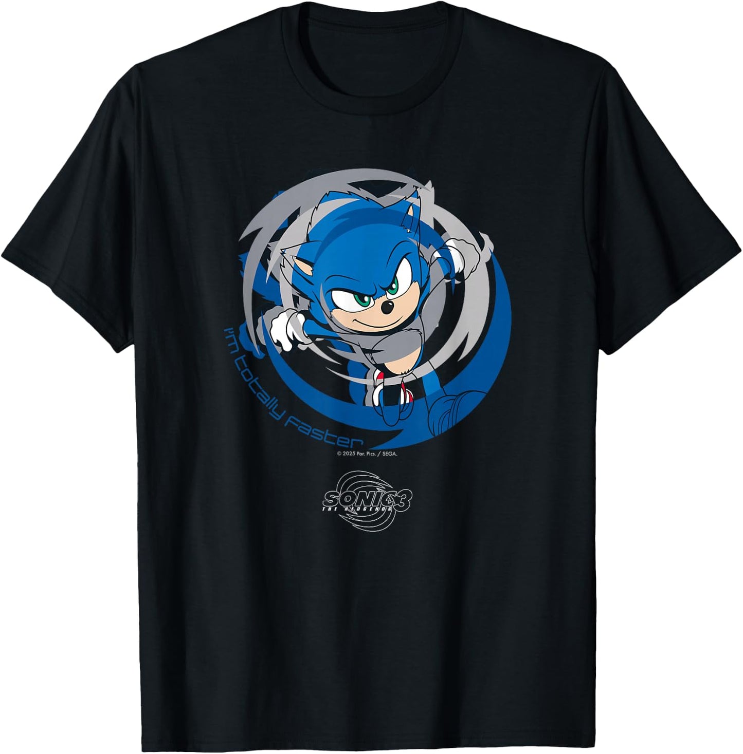 Sonic The Hedgehog 3 - Sonic I'm Totally Faster T-Shirt - T-Shirt | Black
